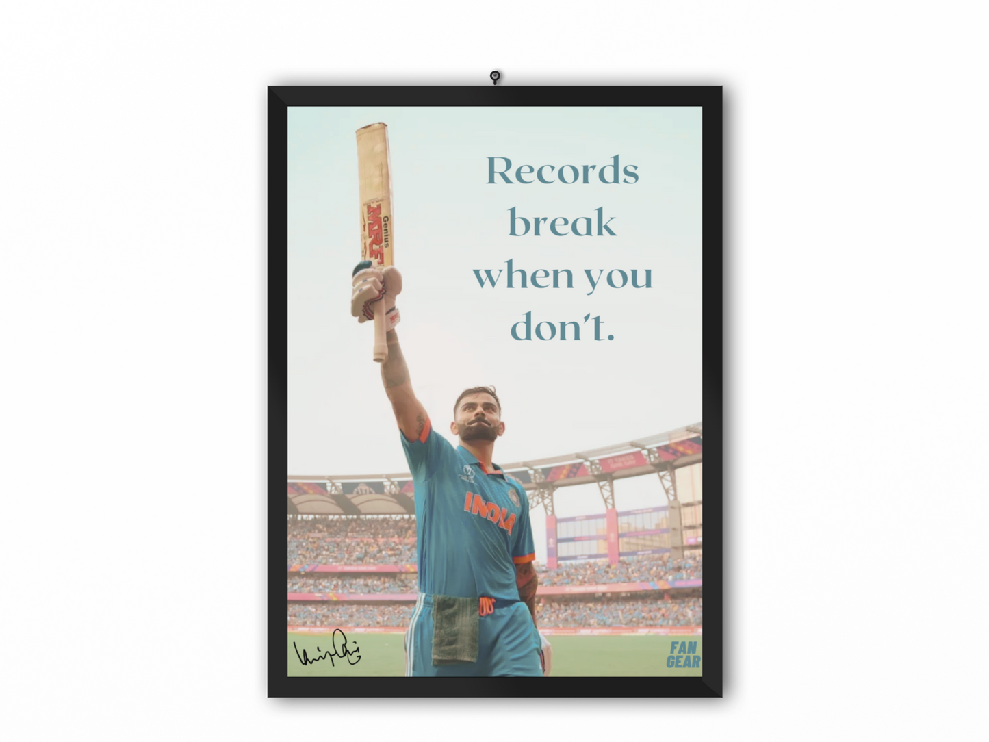 Virat Kohli "Records Break When You Don't" Poster (Framed)