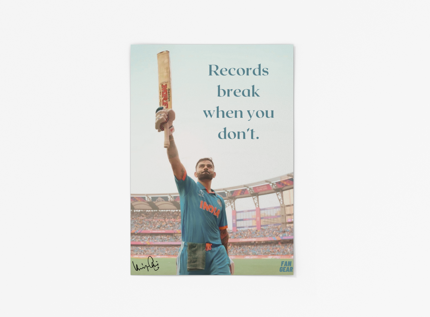 Virat Kohli "Records Break When You Don't" Poster (Unframed)